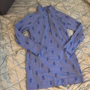 Lilly Pulitzer Skipper Popover Dress Bennet Blue Pineapple Burnout Size M